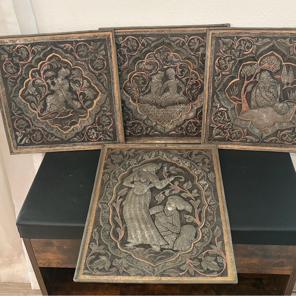 Intricate Silver and Gold original Indian art frames